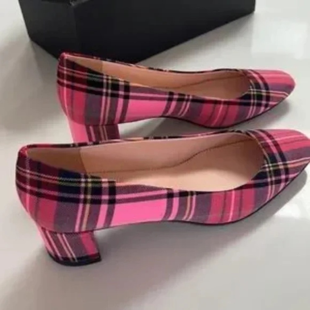 NEW J Crew Kate pumps in pink tartan size 7